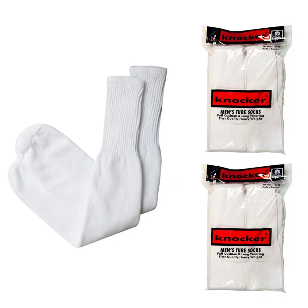 12 Pair Knocker Tube Socks Mens Full Cushion First Quality Athletic Long 10-15