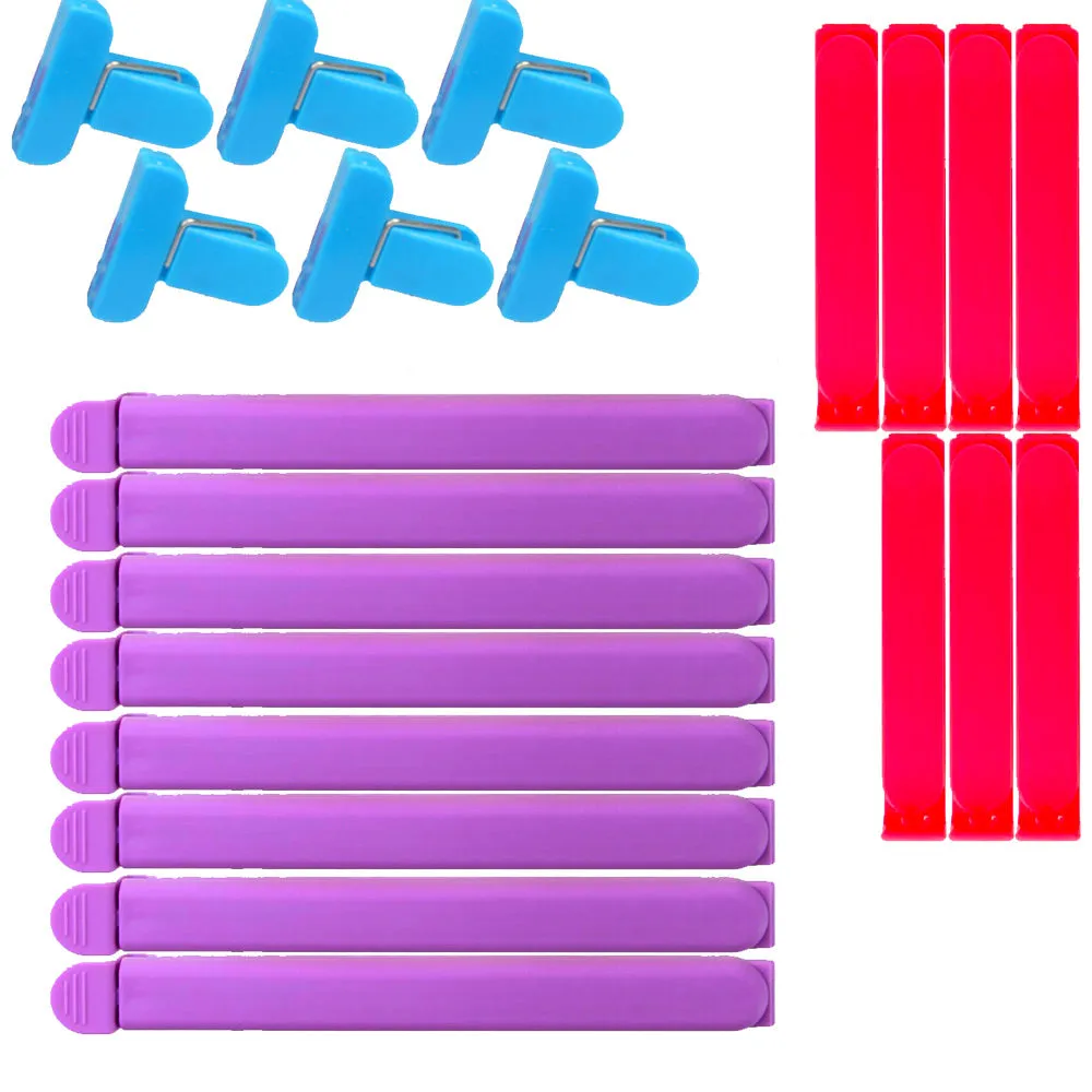 26Pc Plastic Sealing Bag Clips Food Snack Kitchen Storage Organize Assorted Set