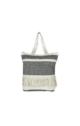 Boho Oasis Cotton Handmade Tufted Beach Tote Bag