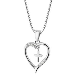 Children's Dancing Cross Heart Necklace