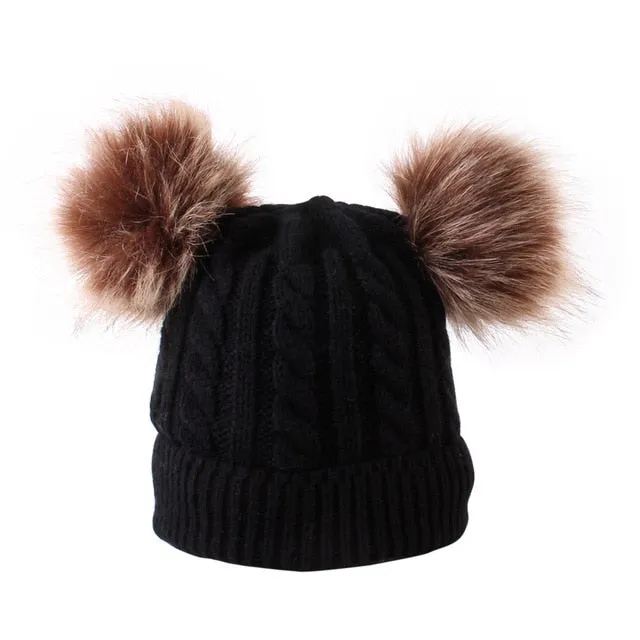 “Double Poof” Wool Knitted Hat