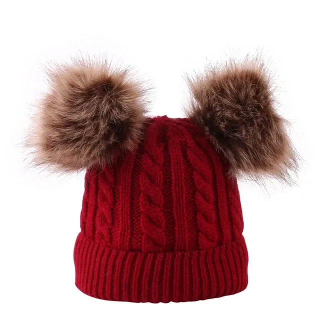 “Double Poof” Wool Knitted Hat