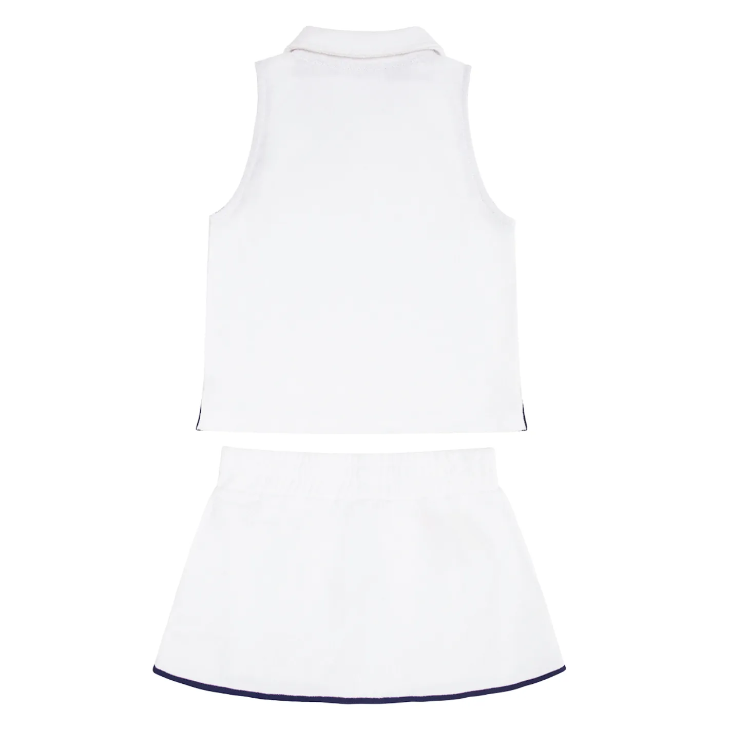 girls white french terry tennis tank top and skort set
