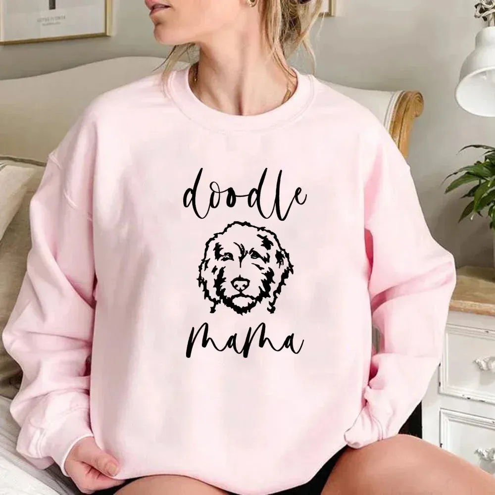 Golden Doodle Mama Sweatshirt Doodle Mom Crewneck Sweatshirts Women Graphic Hoodies Long Sleeve Pullovers Female Cute Tops