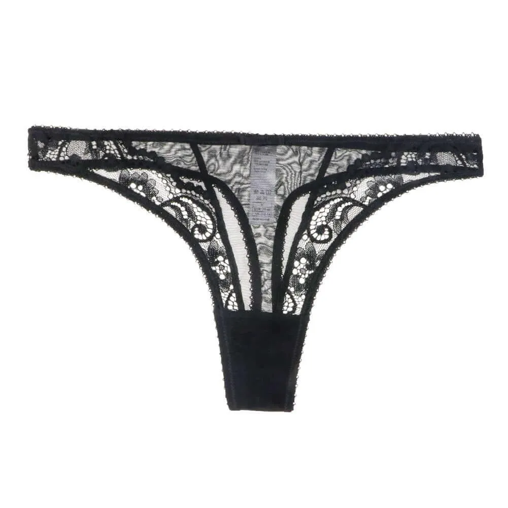 Half Cup Underwire Bra   Thong Panties 2 Piece Set
