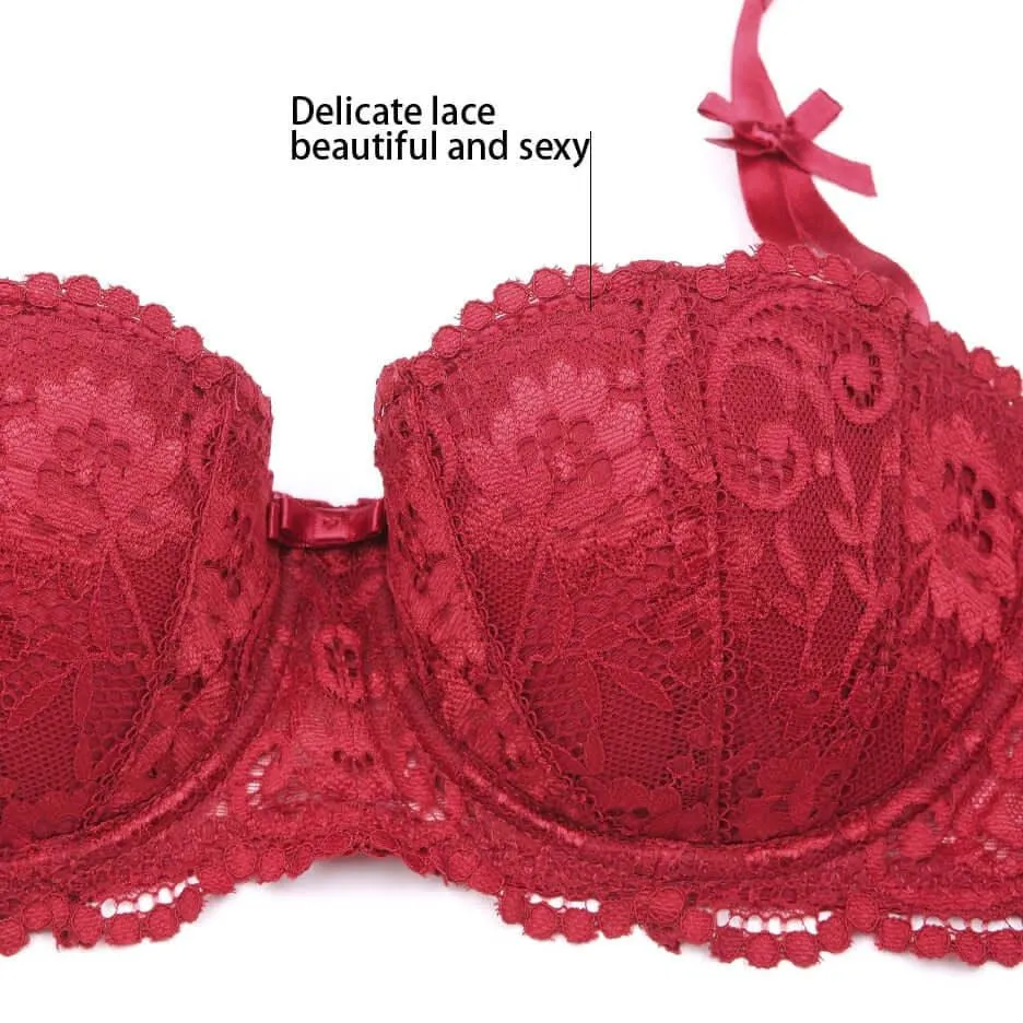 Half Cup Underwire Bra   Thong Panties 2 Piece Set
