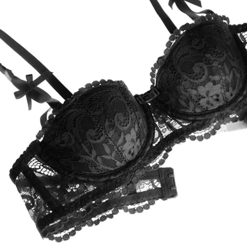 Half Cup Underwire Bra   Thong Panties 2 Piece Set