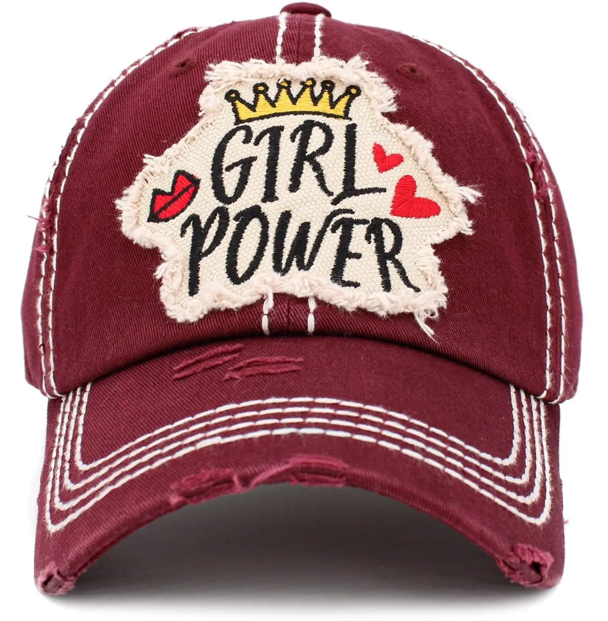 KBV1407 "GIRL POWER" Vintage Distressed Cotton Cap