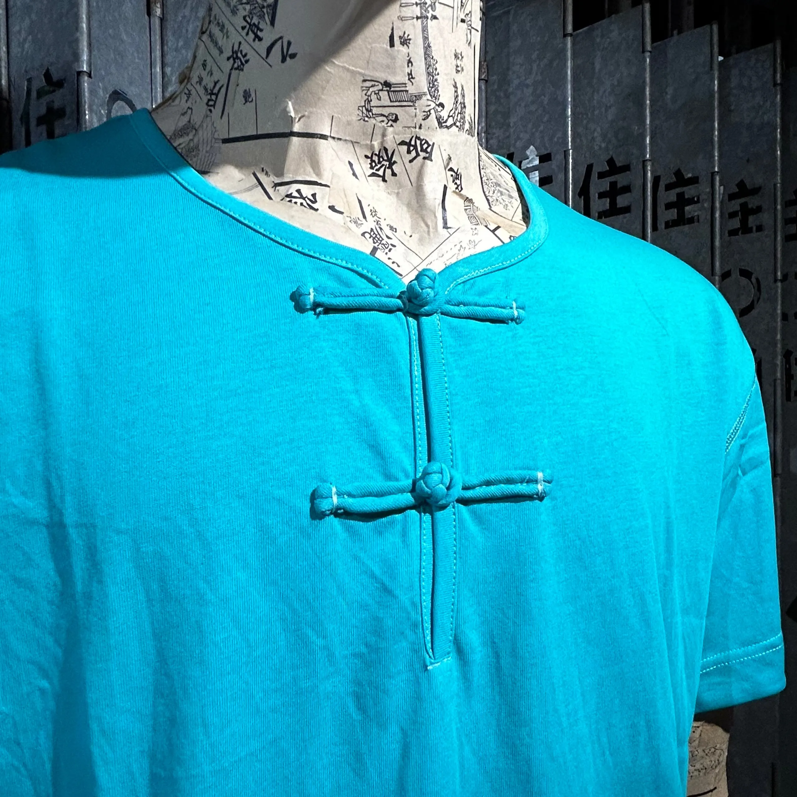 Knot Button Harso Henley, Turquoise Green