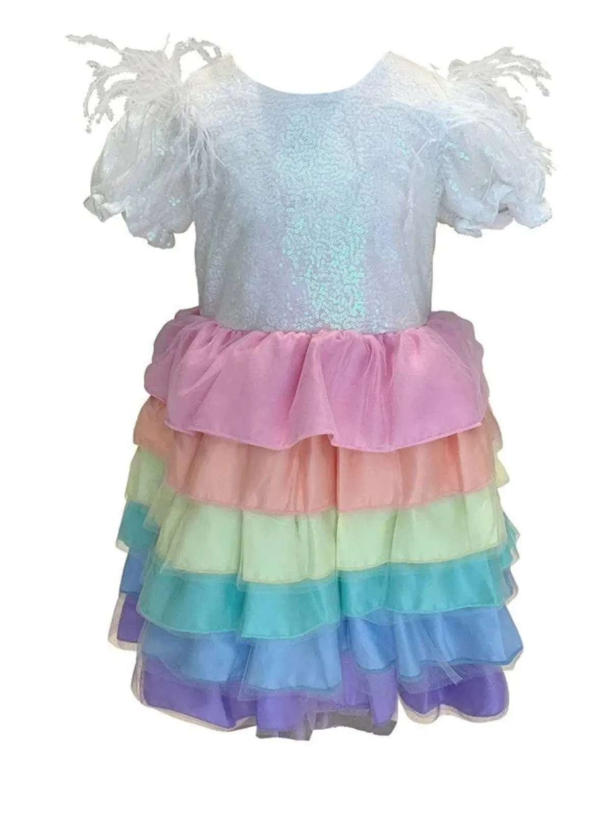 Lola and The Boys Girls Satin Rainbow Dream Dress