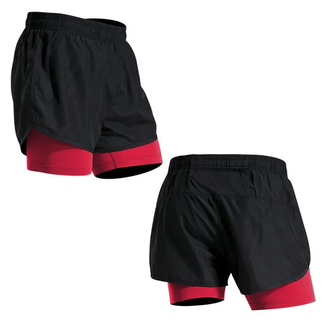 Men Fake Two Running Shorts Men Basketball Gym