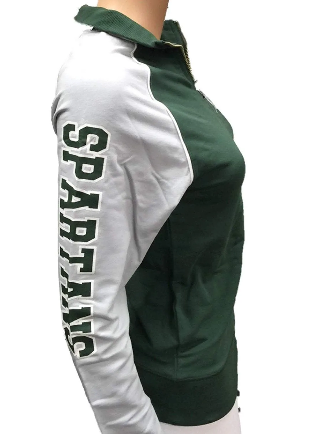 Michigan State Spartans GG Women Green Fitted 1/4 Zip Pullover Jacket