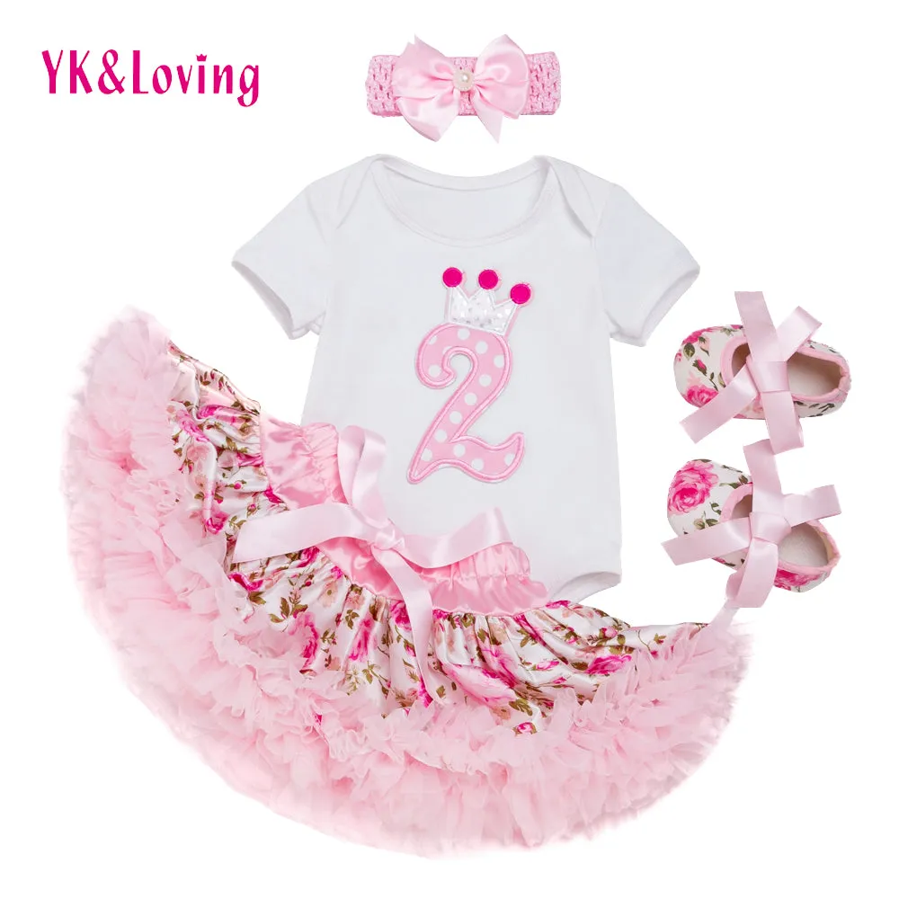 Rose Skirt Sets for Girl Clothing Body Pink Bodysuit with Ruffle Tutu Dress Infant Clothing Summer Seaside Holiday 4pcs/set