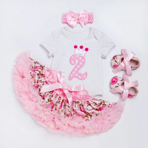 Rose Skirt Sets for Girl Clothing Body Pink Bodysuit with Ruffle Tutu Dress Infant Clothing Summer Seaside Holiday 4pcs/set