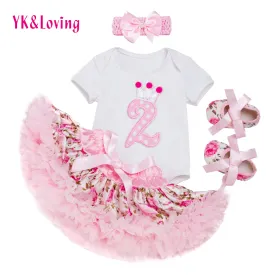 Rose Skirt Sets for Girl Clothing Body Pink Bodysuit with Ruffle Tutu Dress Infant Clothing Summer Seaside Holiday 4pcs/set