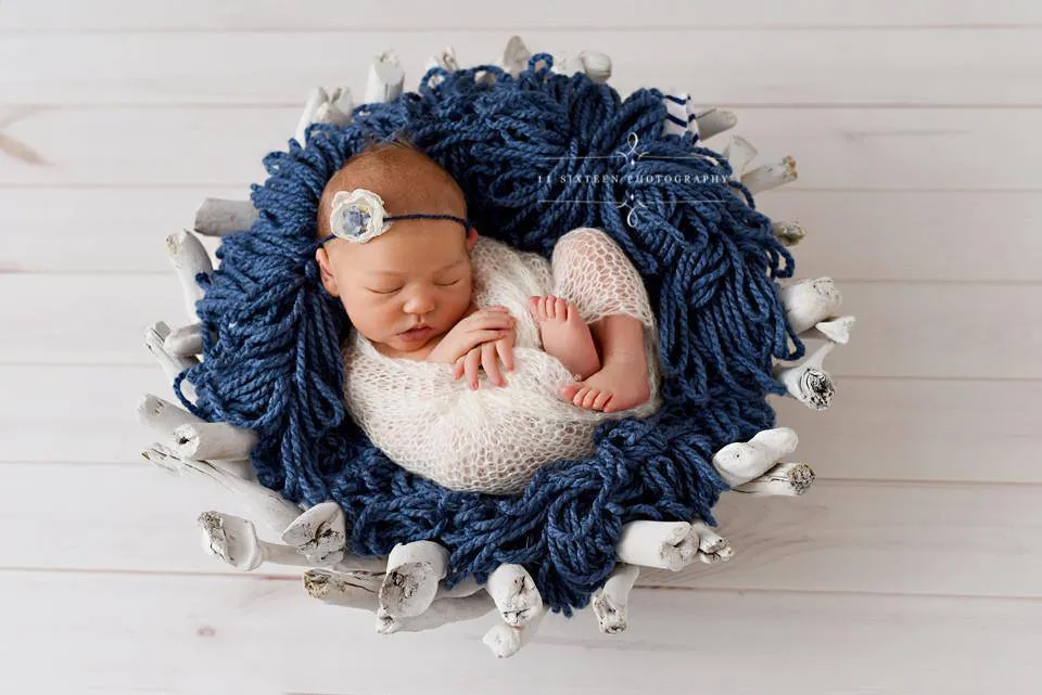 SET Off White Mohair Knit Baby Wrap and Headband
