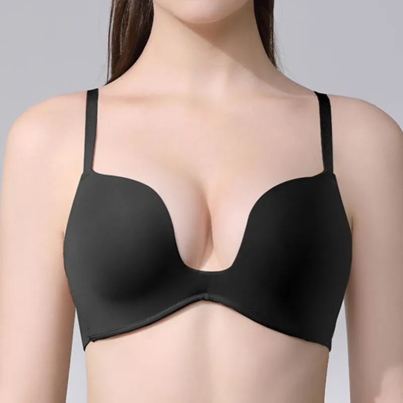 Sexy Push Up Bras Seamless Underwear For Women Underwire Bralette Deep Plung Brassiere Solid Sexy Lingerie B C Cup