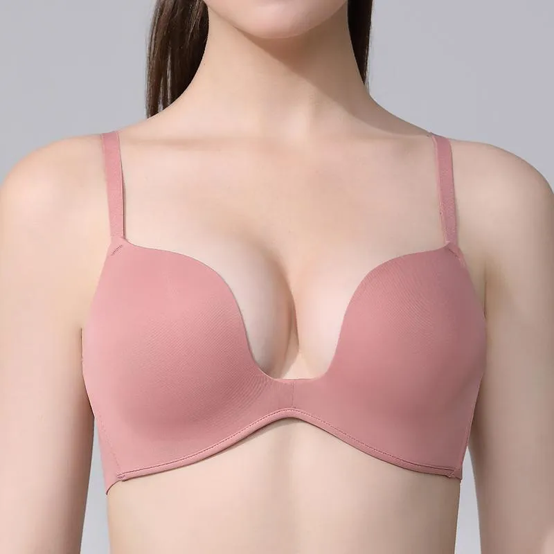 Sexy Push Up Bras Seamless Underwear For Women Underwire Bralette Deep Plung Brassiere Solid Sexy Lingerie B C Cup