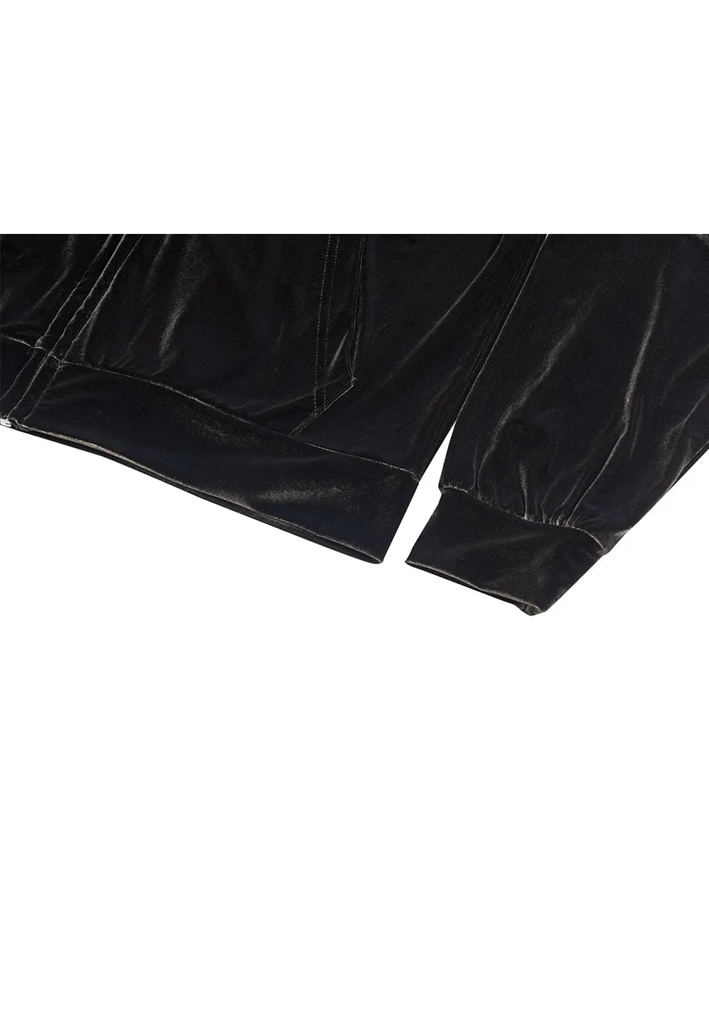 Signature velour slim hood zip-up khaki