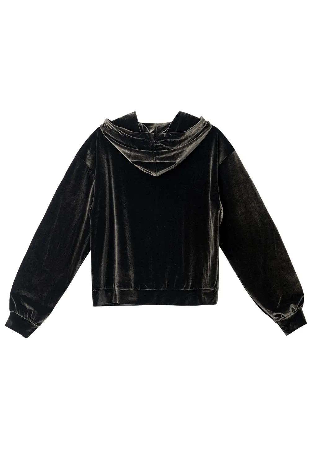 Signature velour slim hood zip-up khaki