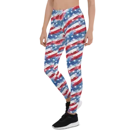 Watercolor Stars and Stripes Leggings