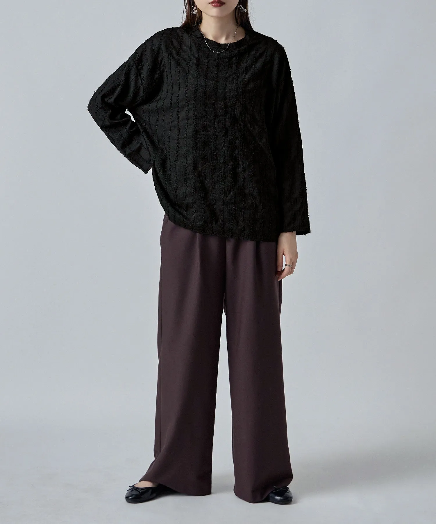 Wave fringe jacquard tops