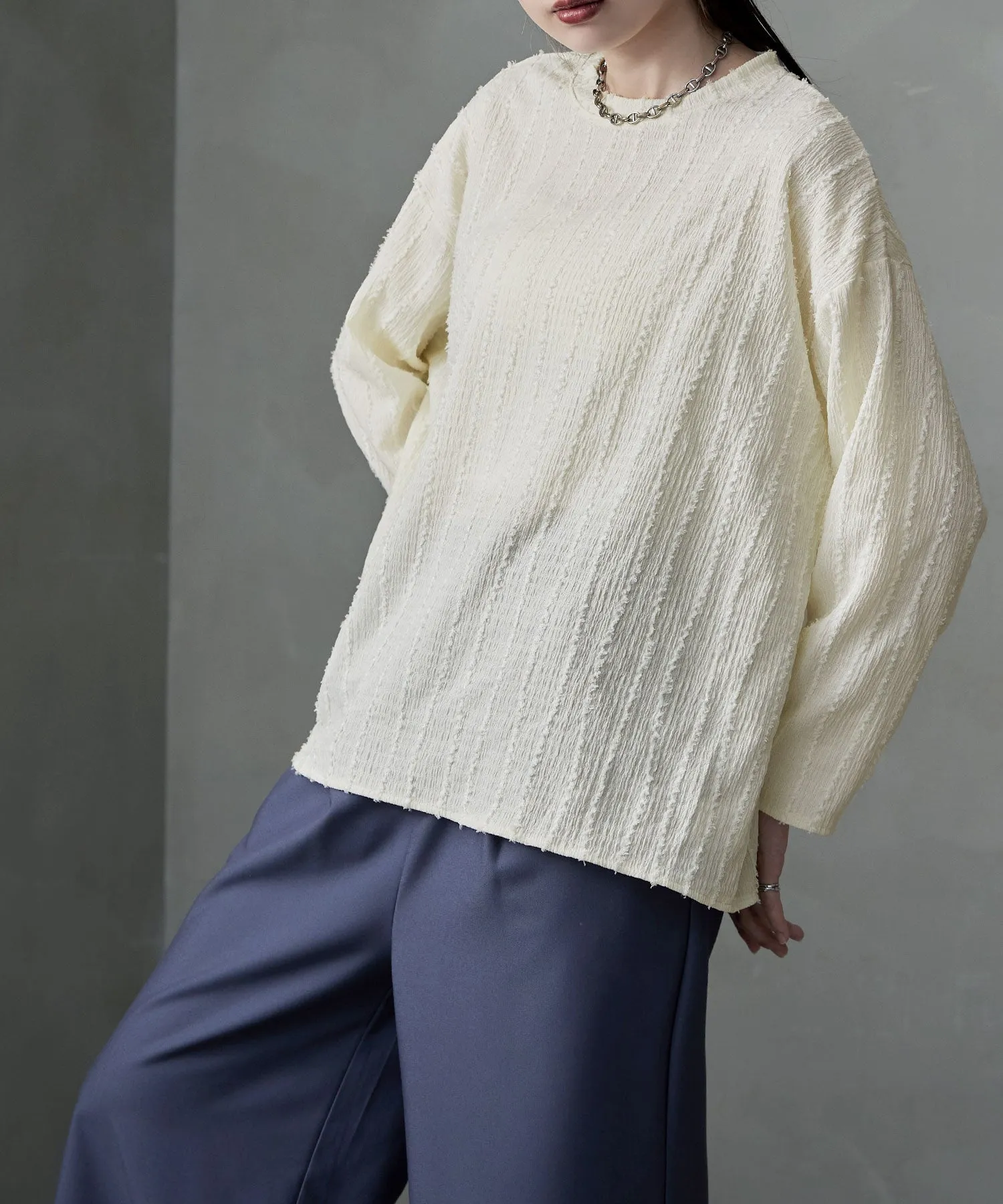 Wave fringe jacquard tops