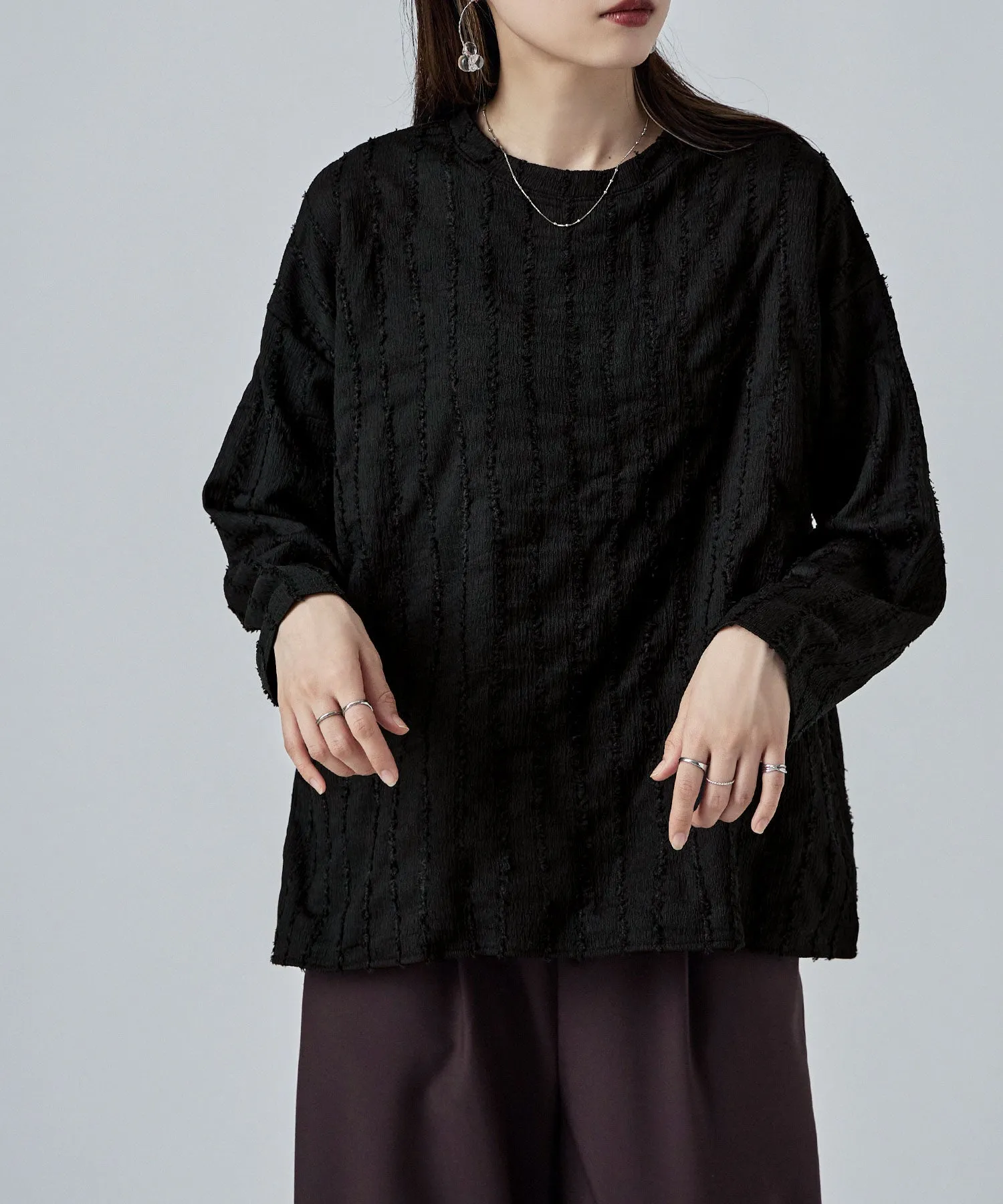 Wave fringe jacquard tops