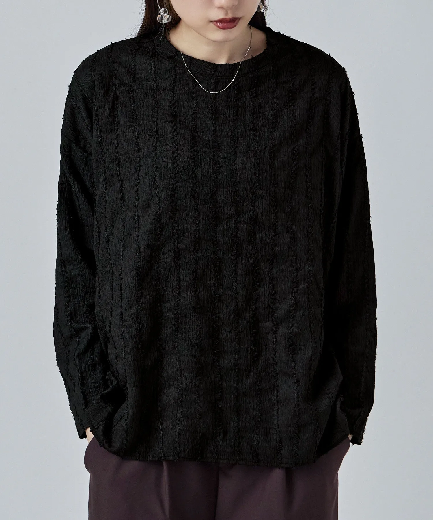 Wave fringe jacquard tops