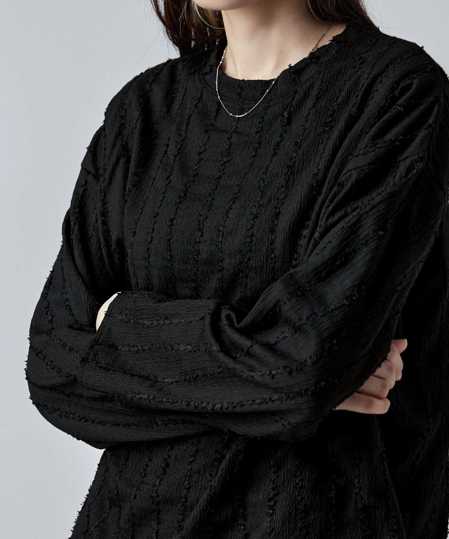 Wave fringe jacquard tops