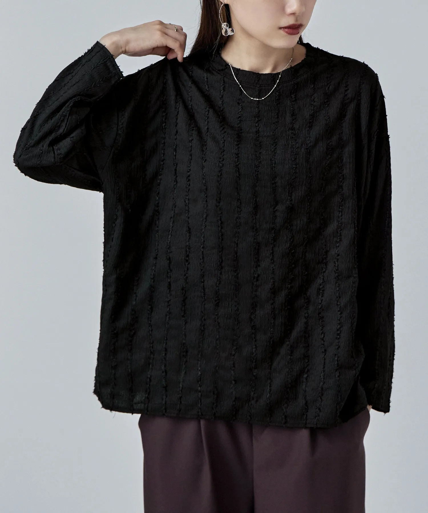 Wave fringe jacquard tops