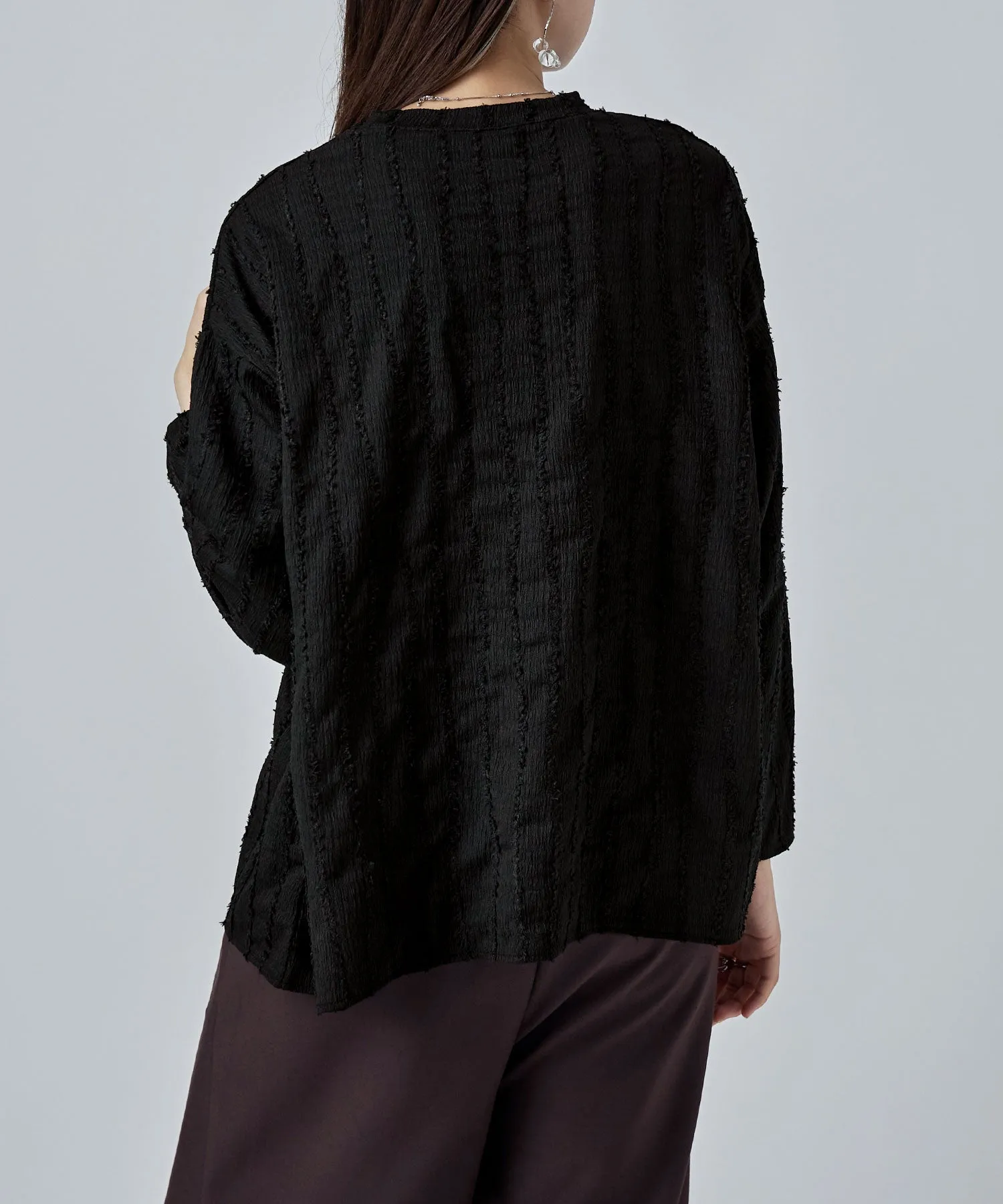 Wave fringe jacquard tops