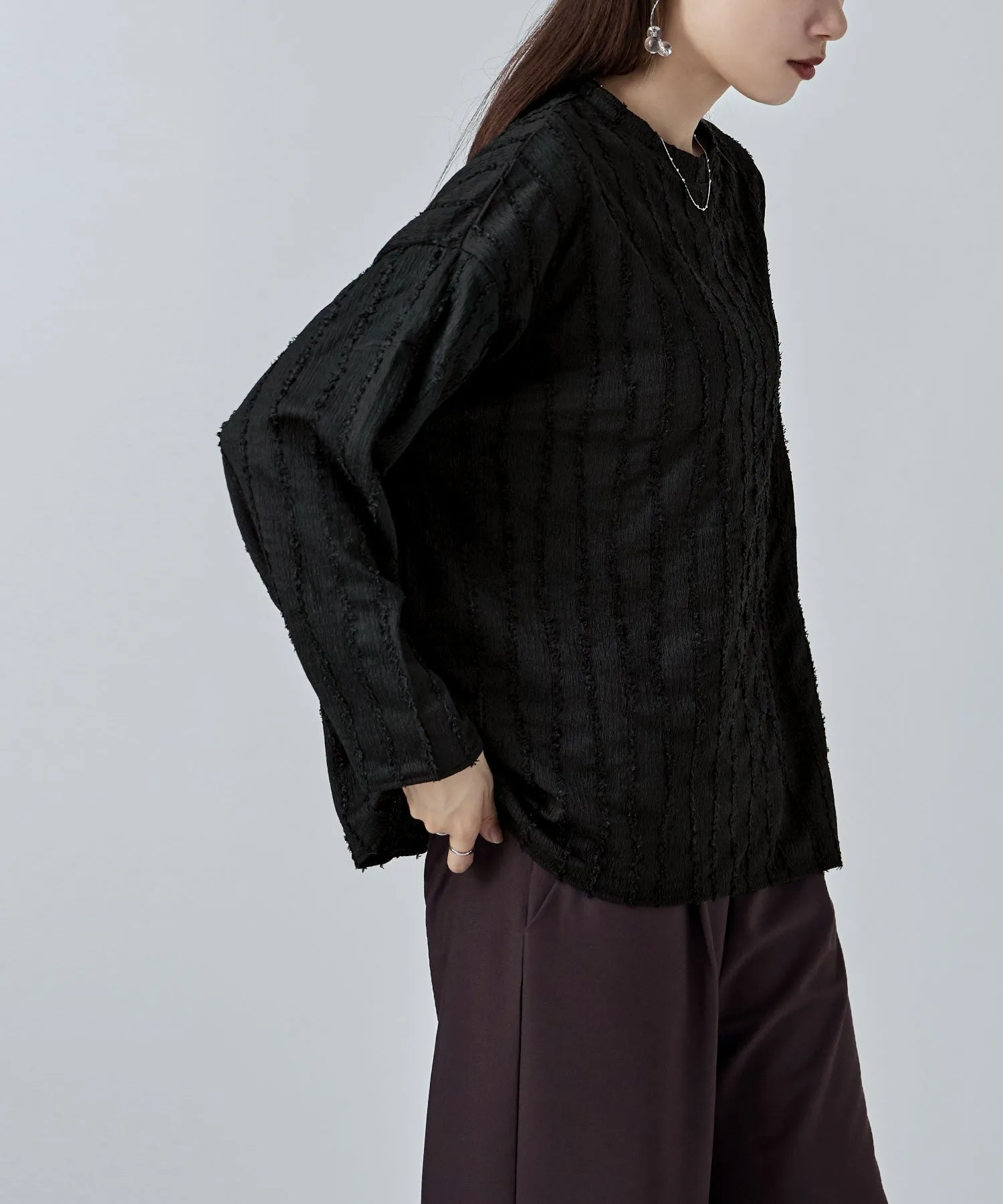 Wave fringe jacquard tops
