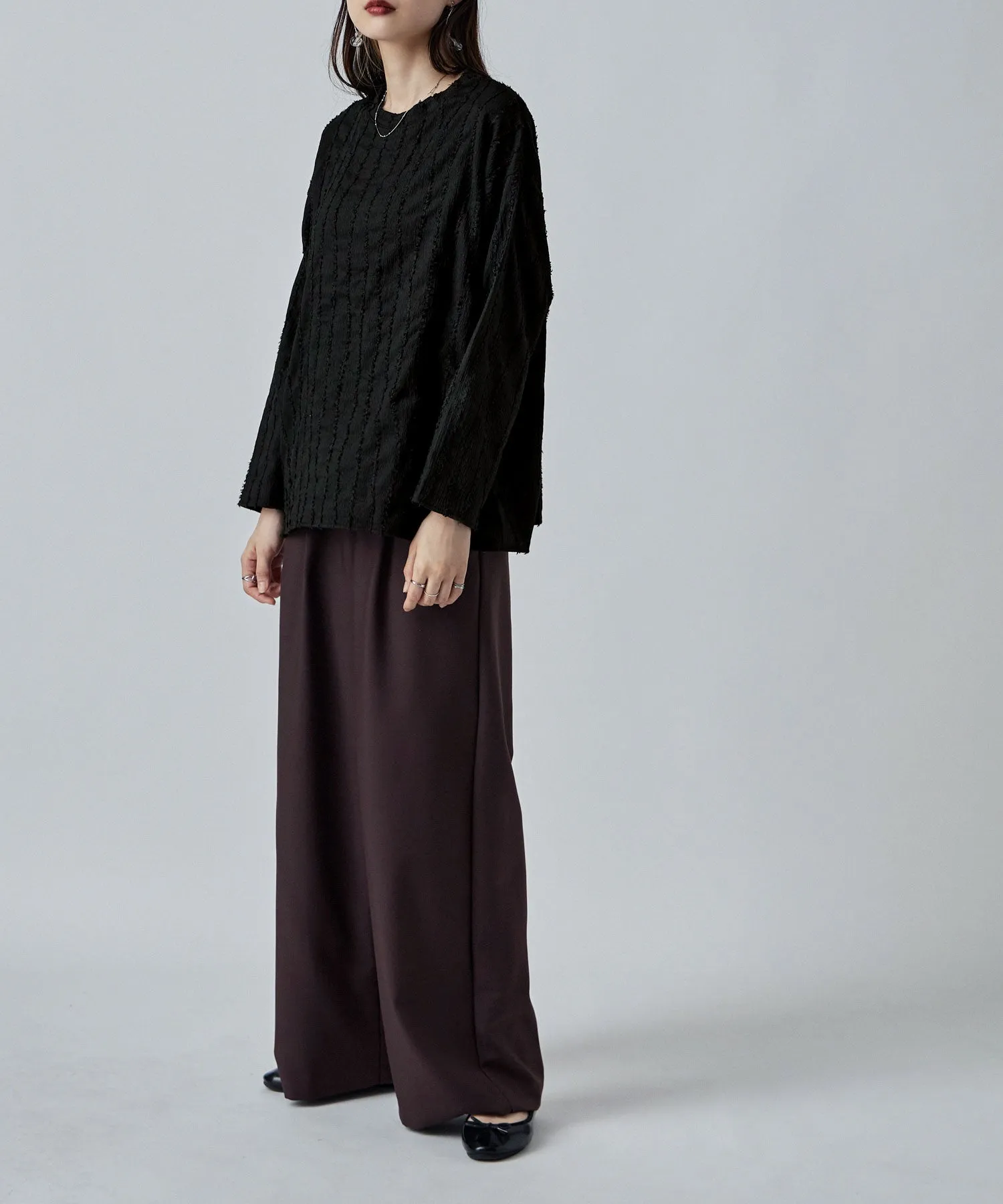 Wave fringe jacquard tops