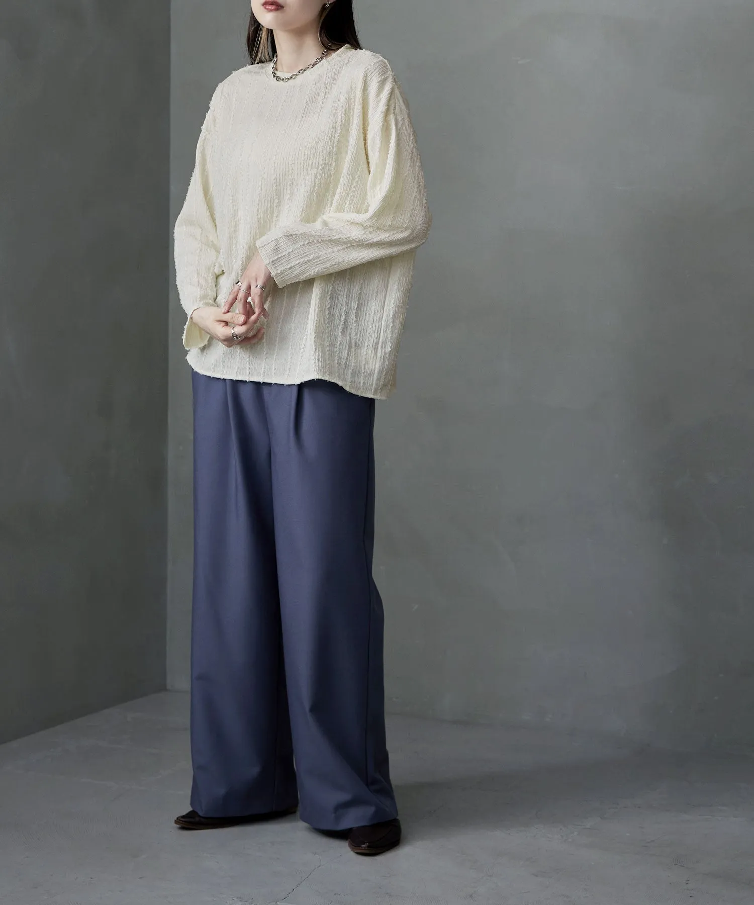 Wave fringe jacquard tops