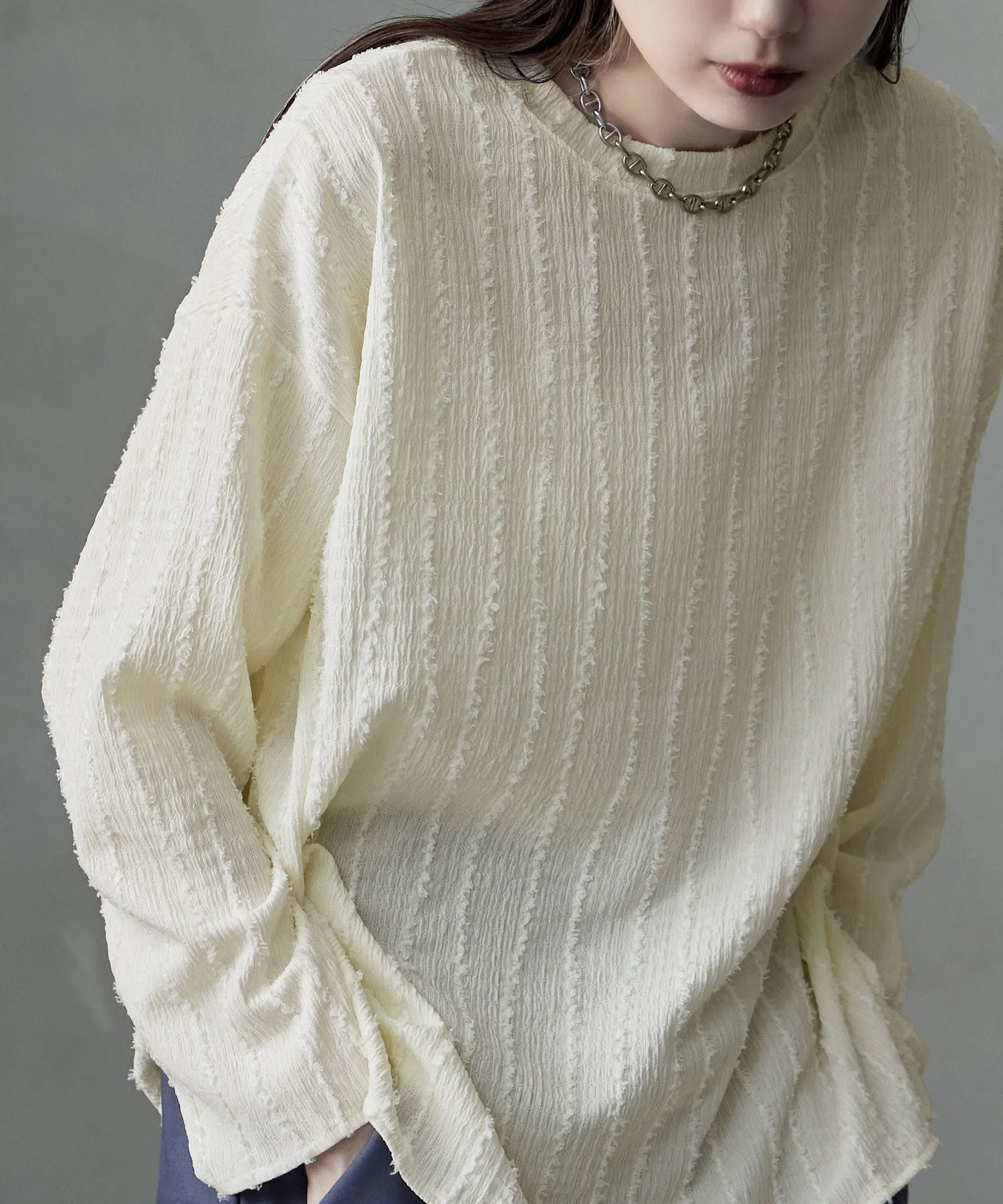 Wave fringe jacquard tops
